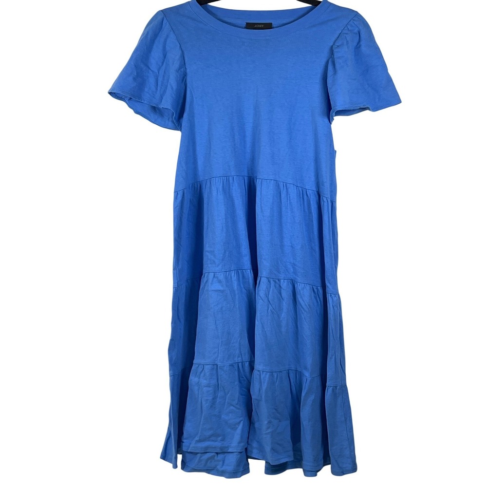J Crew Womens Royal Blue Short‎ Sleeve Sun Dress Beach Cottagecore Preppy Small